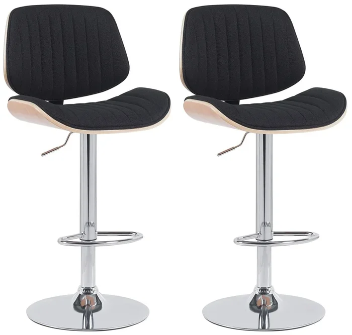 Lote de 2 taburetes de bar Clawson de tela Natural/negro 50X50X94 cm