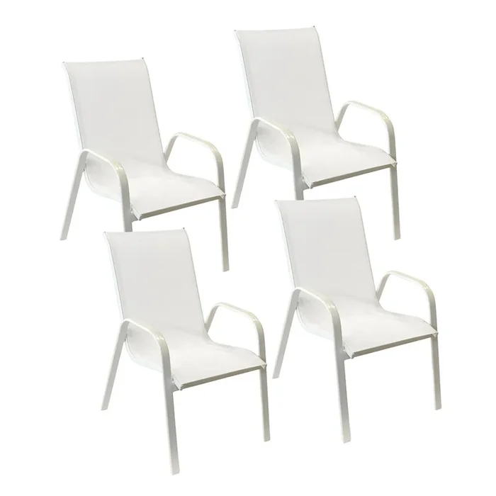 Lote de 4 sillas MARBELLA en textileno blanco aluminio blanco