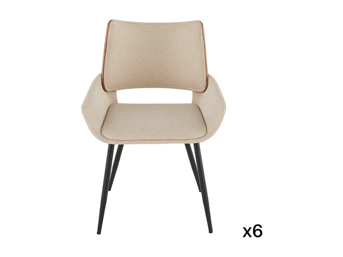 Lote de 6 sillas de tela beige H81 cm – HORTENSE