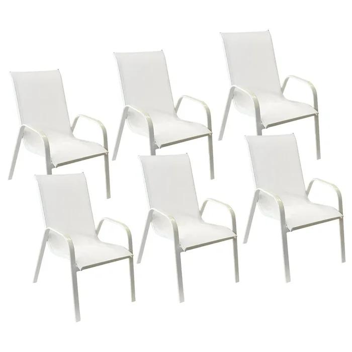 Lote de 6 sillas MARBELLA en textileno blanco aluminio blanco