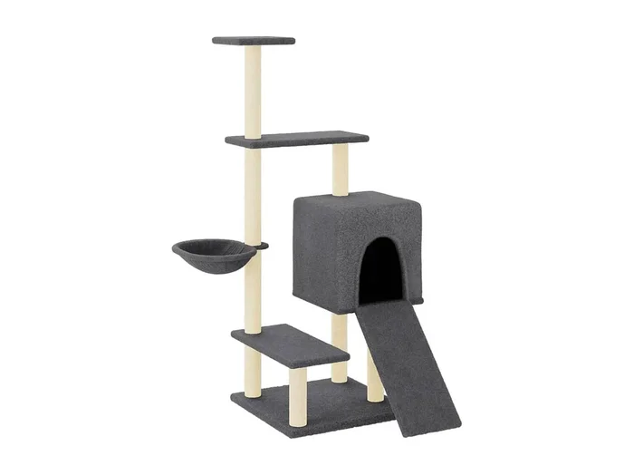 Louis-Pascal Rascador para gatos con postes de sisal gris oscuro 130,5 cm