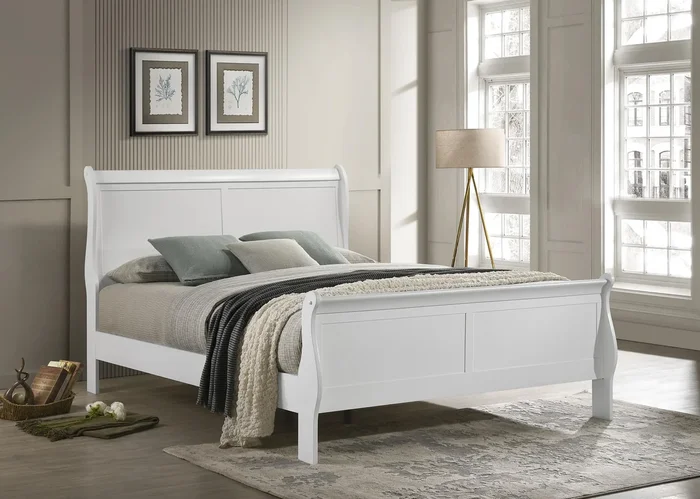 Louis Philippe White 47-inch Eastern King Sleigh Panel Bed