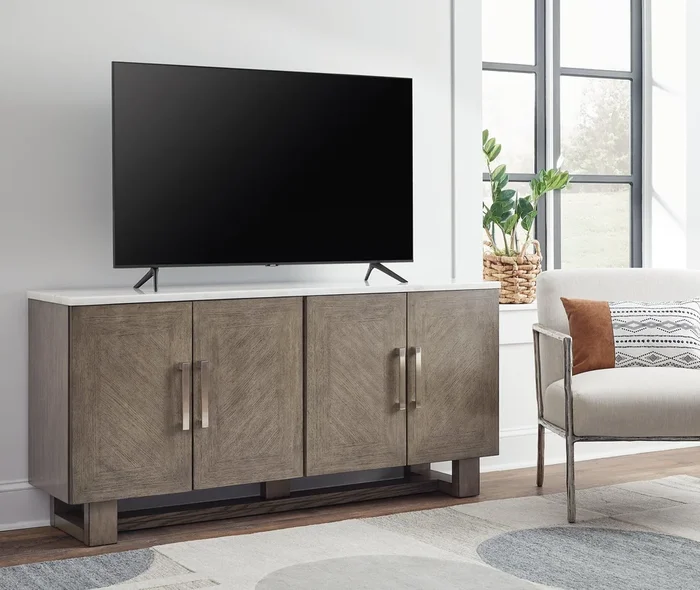 Loyaska Grayish Brown/White 68″ TV Stand