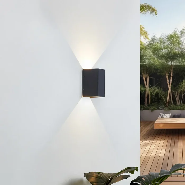 Lucande aplique de pared LED Kimian, altura 17 cm, antracita, IP54