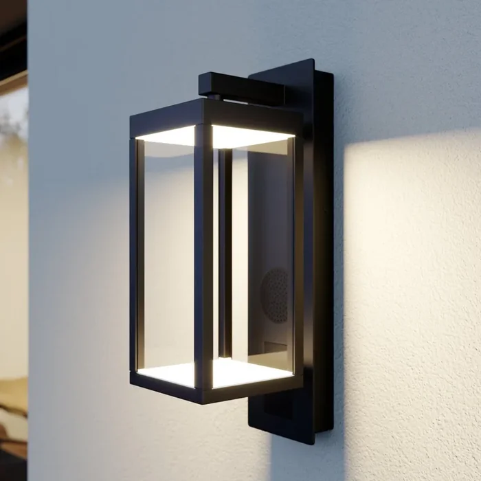 Lucande Aplique LED para exterior Ferdinand, antracita Altavoz