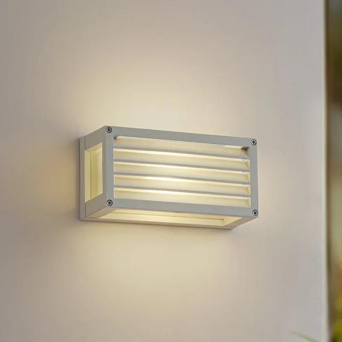 Lucande aplique para exterior Aurelien, blanco, 12 cm, rayas, IP54