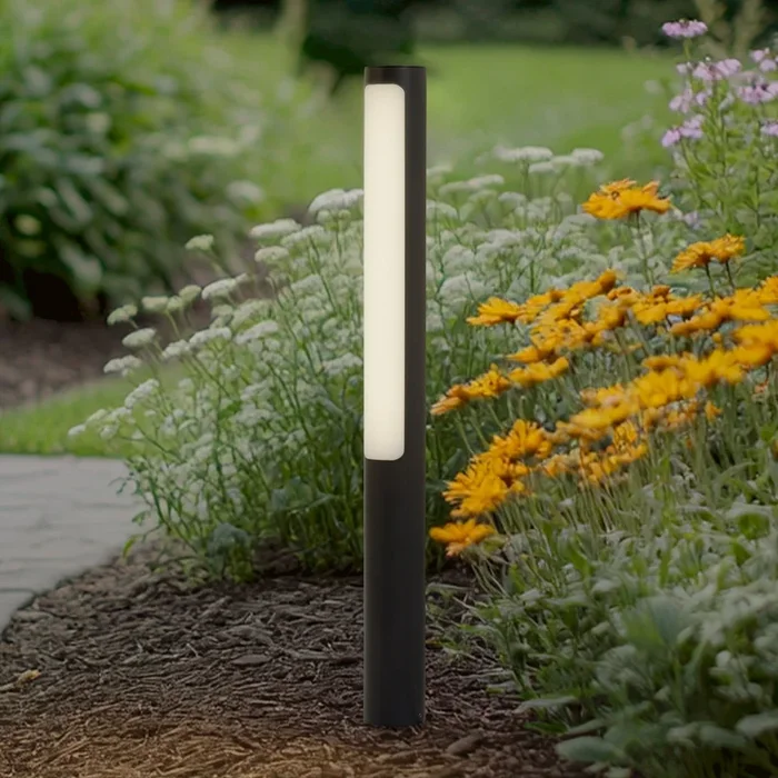 Lucande Bolardo luminoso LED Tuberia, antracita, metal, 80 cm