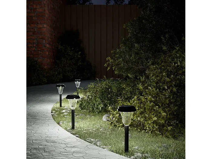 Luces solares de camino con picos de tierra 12 uds luz blanca ES440232