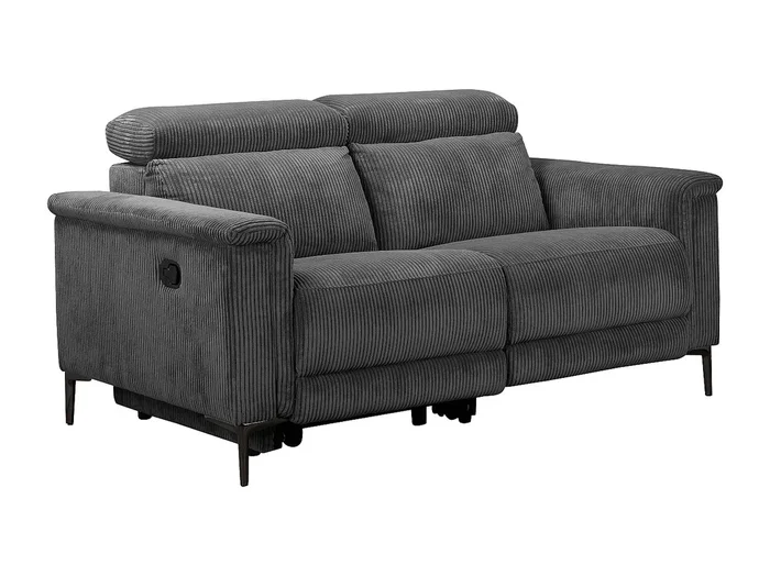 Lund Sofá de 2 plazas con 1 sillón reclinable manual en pana antracita