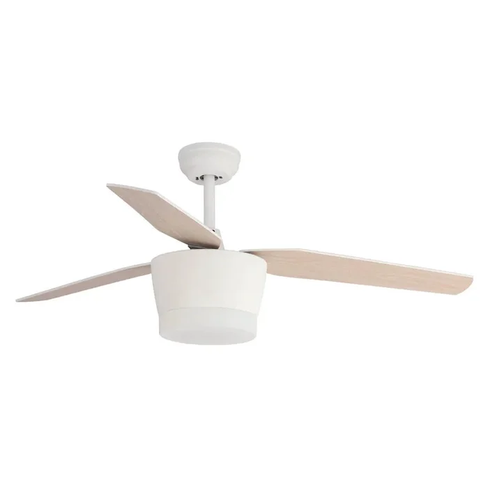 Lúzete – Ventilador De Techo Con Luz Led Kawai 18w Blanco/haya
