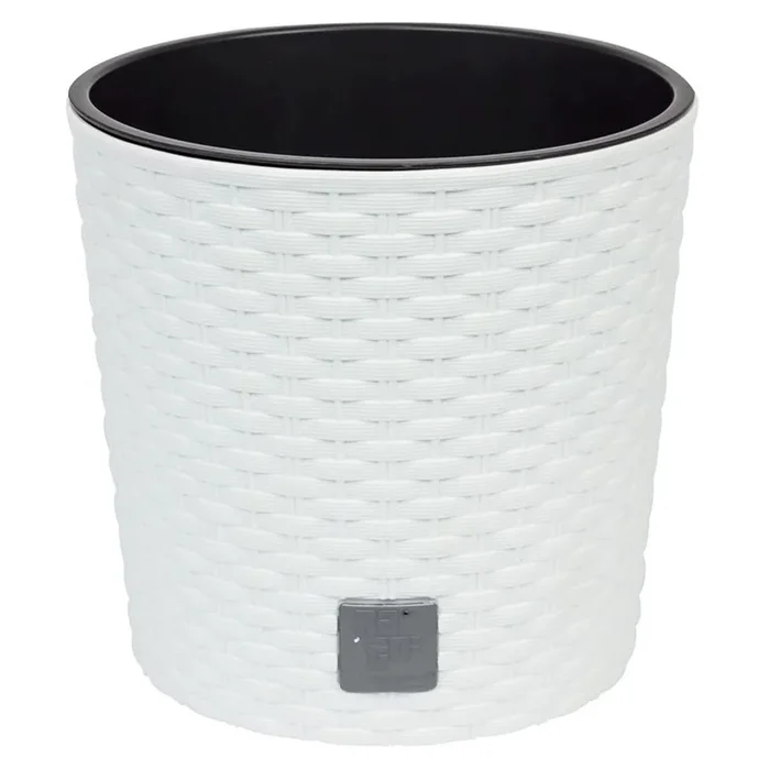 Maceta Redonda 8,7 Litros Rato Con Cubilete Para Plantar En Color Blanco 25 X 25 X 22,4 Cm
