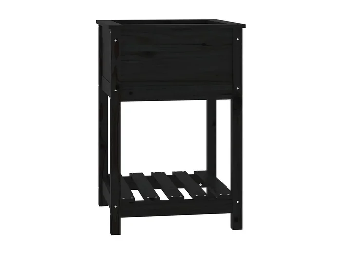 Macetero arriate elevado plantas flores terraza jardín con estante 54 x 54 x 81 cm madera maciza de pino negro 02_0038397