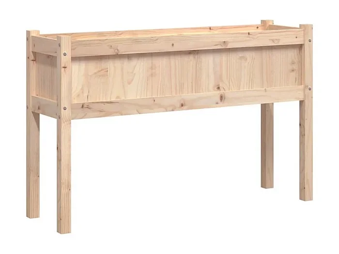 Macetero bancal elevado plantas flores jardín terrazas con pies 110 x 31 x 70 cm madera maciza de pino marrón 02_0038869