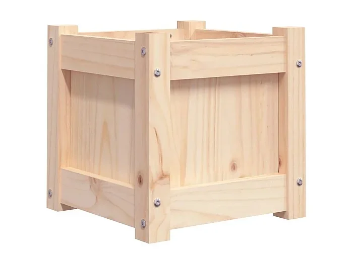Macetero bancal elevado plantas flores terraza jardín 31 x 31 x 31 cm madera maciza de pino marrón 02_0037498