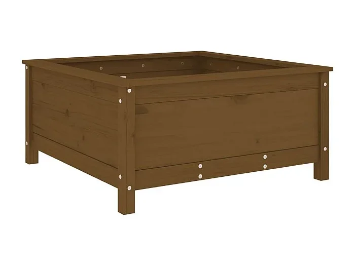 Macetero bancal elevado plantas flores terraza jardín 82,5 x 82,5 x 39 cm madera maciza de pino marrón 02_0037945