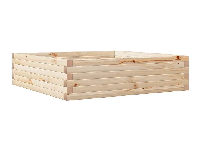 Macetero bancal elevado plantas flores terraza jardín 90 x 90 x 23 cm madera maciza de pino marrón 02_0038044