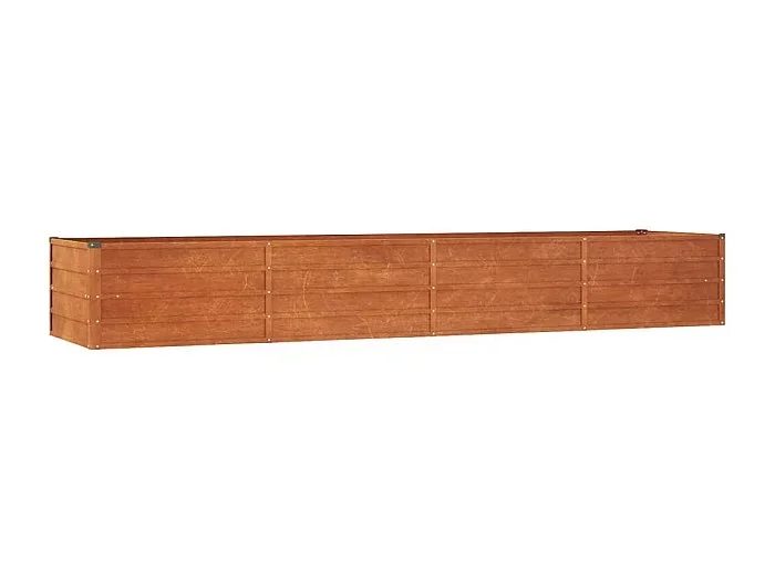 Macetero bancal elevado plantas flores terraza jardín oxidado 320 x 80 x 45 cm acero corten marrón 02_0039872
