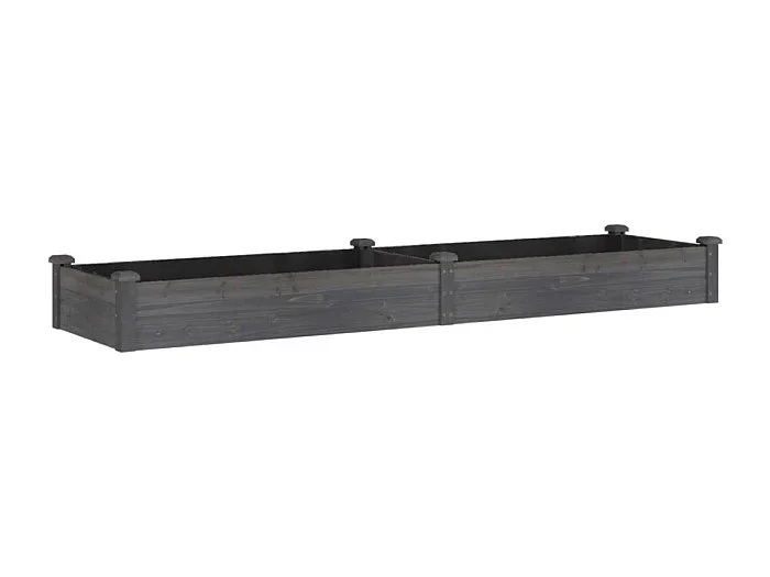 Macetero bancal elevado plantas flores terraza jardín revestimiento 240 x 60 x 25 cm madera maciza abeto gris 02_0039846