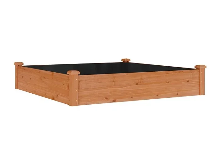 Macetero bancal elevado plantas flores terraza jardín revestimiento de jardín 120 x 120 x 25 cm madera maciza abeto marrón 02_0039832