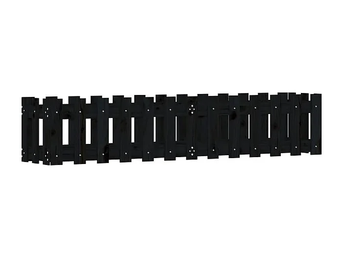Macetero bancal elevado plantas flores terraza jardín valla de jardín diseño 150 x 30 x 30 cm pino macizo negro 02_0039795