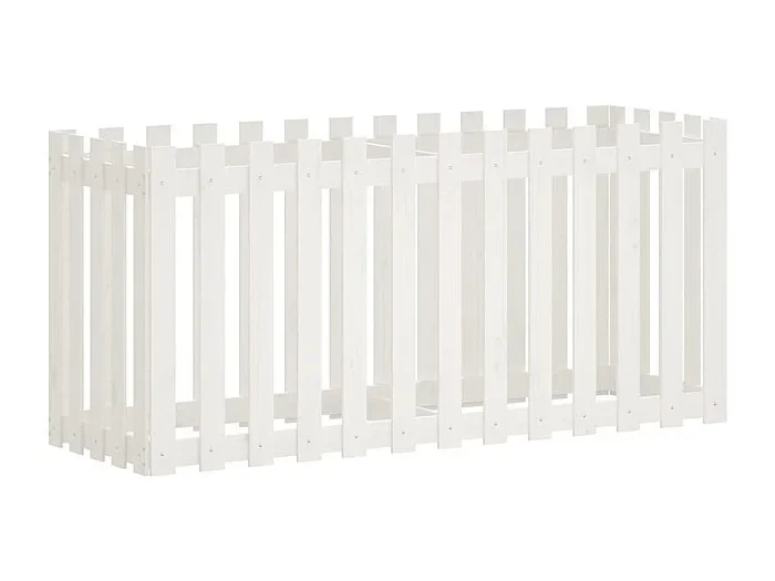 Macetero bancal elevado plantas flores terraza jardín valla de jardín diseño 150 x 50 x 70 cm pino macizo blanco 02_0039801
