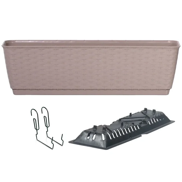 Macetero Colgante – Incluye Ganchos De Soporte Ratolla P, Dimensiones (Mm) 590X154X142, Color Mocca