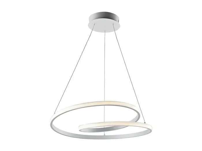 Malena Suspensión en metal y aluminio blanco con LED CCT integrado con mando a distancia y cables eléctricos regulables 115 Ø50 BL247-SBC