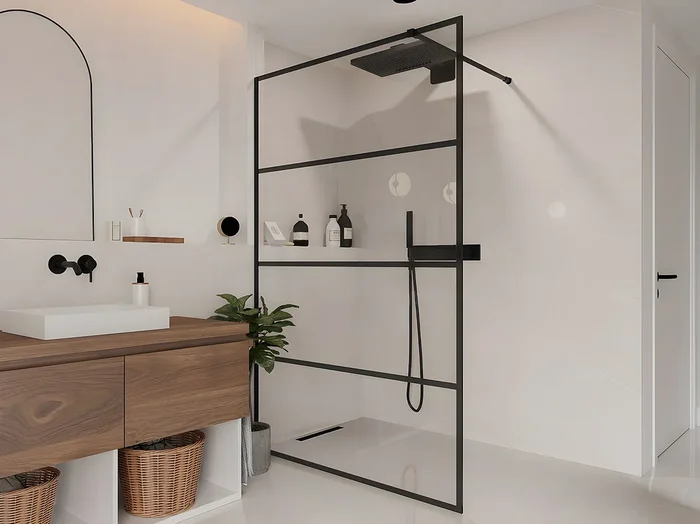 Mampara de ducha tipo italiano de estilo industrial INAYA – 120×200 cm