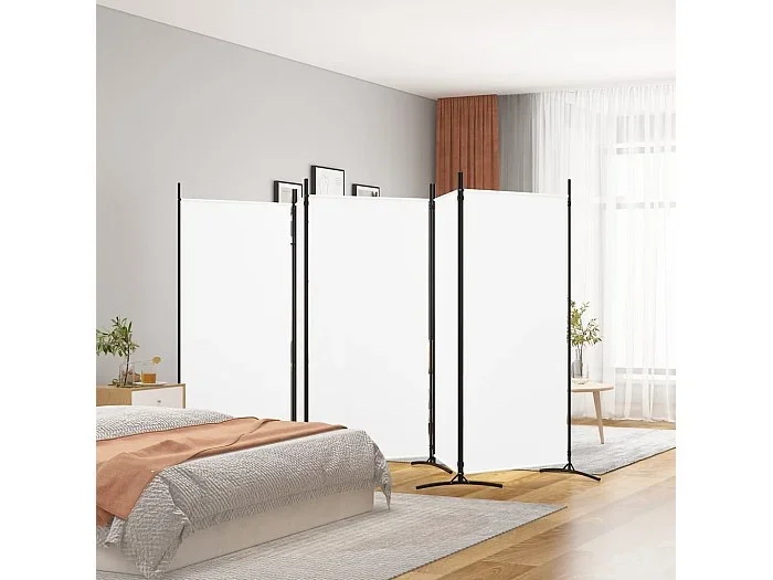 Mampara divisoria de 5 paneles Tela Blanca 433×180 cm
