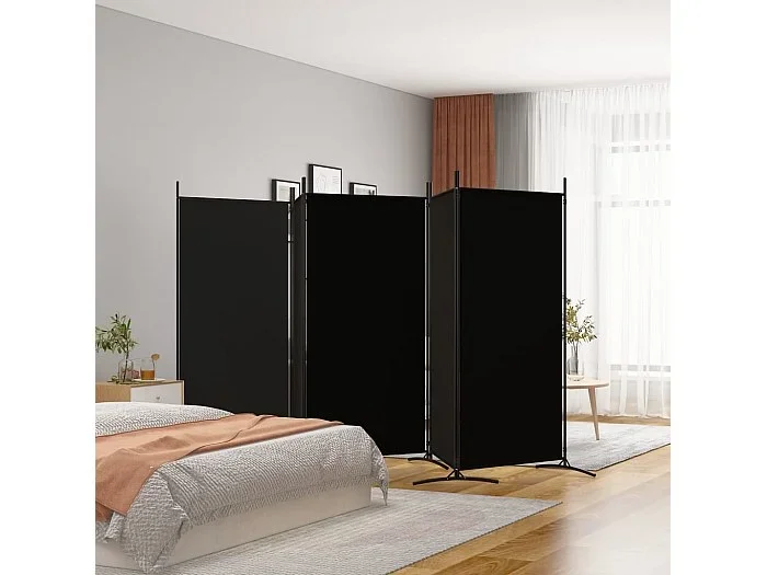 Mampara divisoria de 5 paneles Tela Negra 433×180 cm