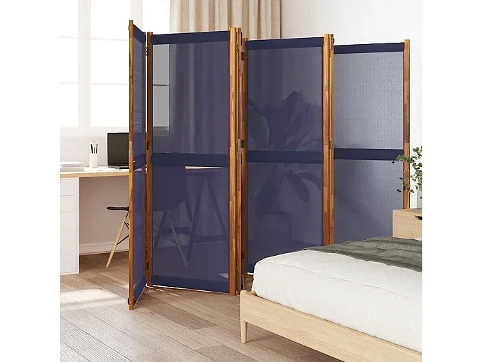 Mampara divisoria de 6 paneles azul oscuro 420×180 cm