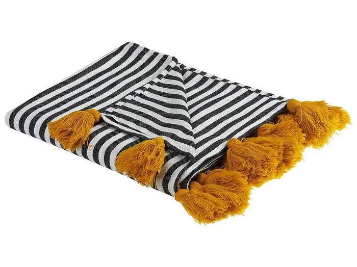 Manta SUNWAL Tela 130 x 170 cm Negro/Blanco