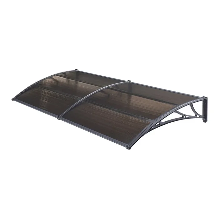 Marquesina exterior para Puertas Mellerud protección policarbonato / plástico 300 x 100 cm – Negro y Marrón [en.casa]