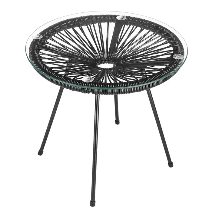 Mesa «Acapulco» redonda, negra, acero, 45x44cm