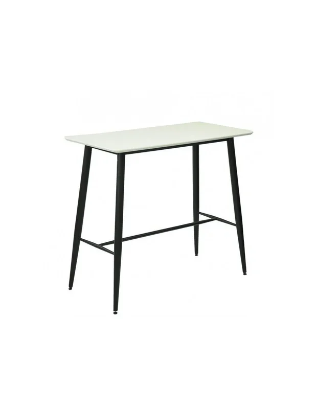 Mesa alta bar INTRA 120×60, tapa DM blanca y armazón de metal negro