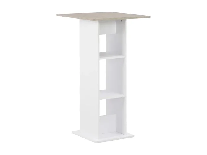 Mesa alta de bar blanco y gris hormigón 60x60x110 cm