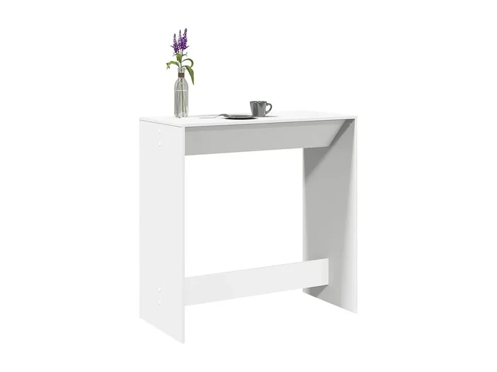 Mesa alta de bar madera ingeniería blanca 102x50x103,5 cm