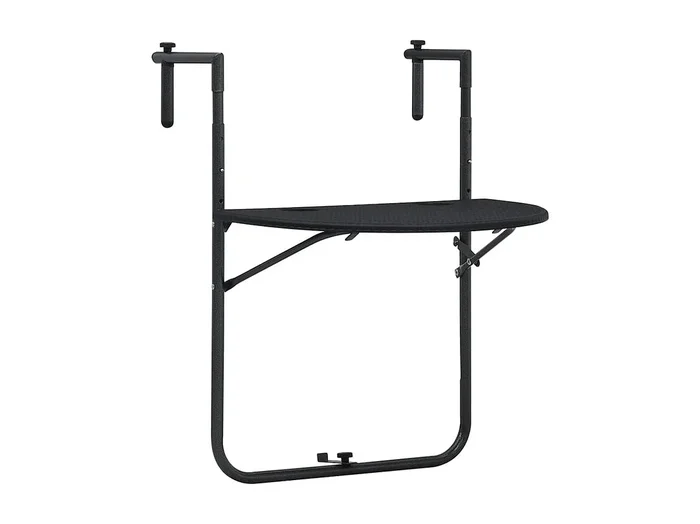 Mesa balcón colgante plástico aspecto ratán negro 60x64x83,5 cm