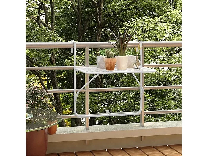 Mesa de balcón acero blanca 60×40 cm