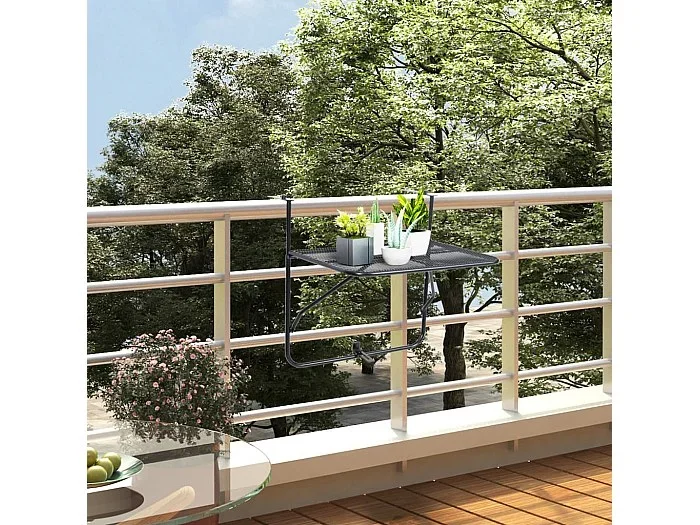 Mesa de balcón de acero negro 60×40 cm ES114503