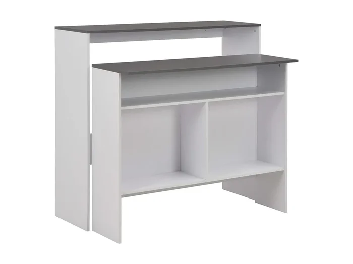Mesa de bar con 2 encimera blanca y gris 130x40x120 cm