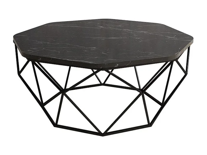 Mesa de café Kailua 1227, Negro, 38cm, Diámetro 90, Aglomerado laminado, Redonda