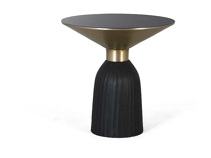 Mesa de centro con tapa de cristal templado y estructura metálica 52x51x51