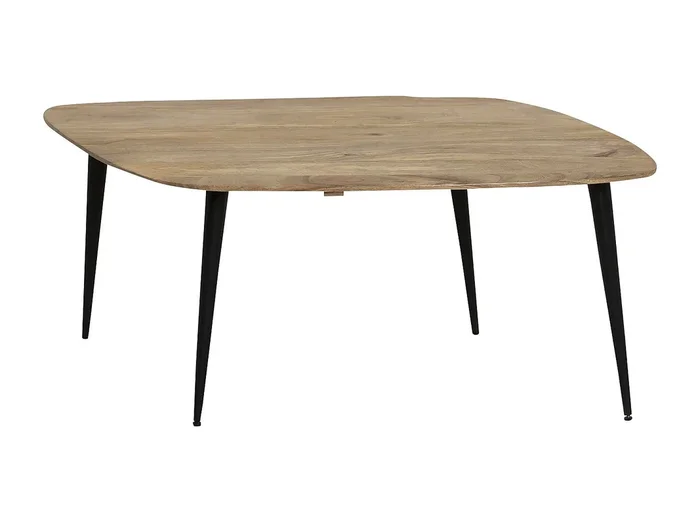 Mesa de centro losangular de madera de mango y metal Aimée con almacenamiento – estilo industrial