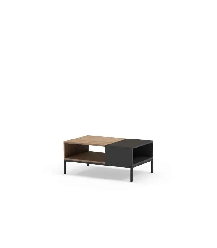 Mesa de centro Md-Roque acabado roble sepet/negro, 90cm(ancho) 40cm(altura) 56cm(fondo).