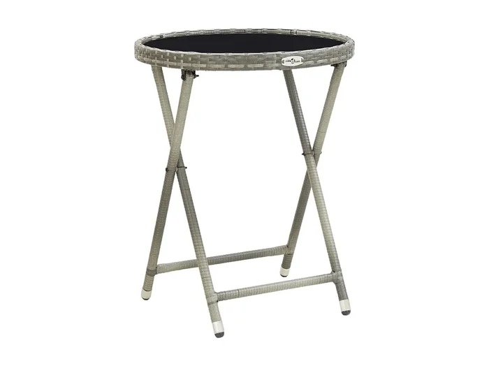 Mesa de centro ratán sintético y vidrio templado gris 60 cm