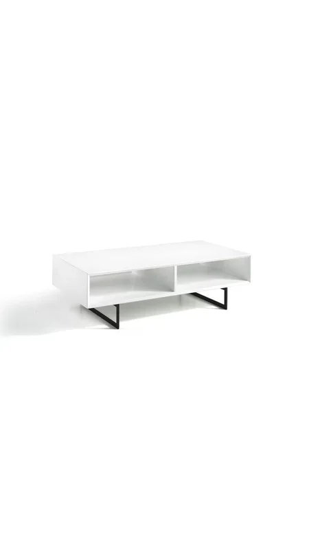 Mesa de centro rectangular en blanco alto brillo Yasmín, 120 x 60 x 35 cm (largo x ancho x alto)