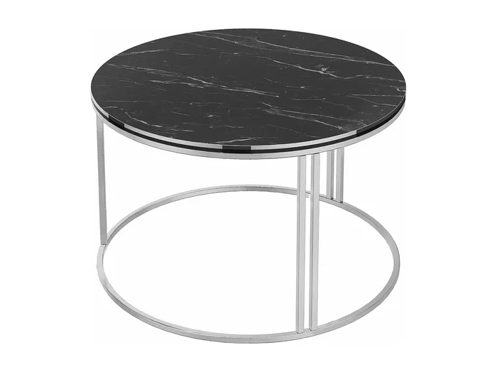 Mesa de centro redonda 50 x 80 cm mármol negro plata 03_0008425