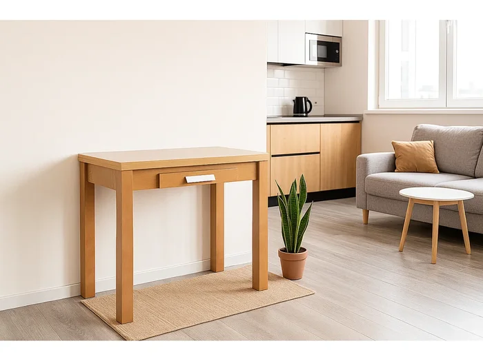 Mesa de cocina extensible – MDF Roble, 80×40/80×76 cm – HENA