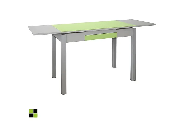 Mesa de cocina extensible – MDF y cristal Verde, 100/160x60x76 cm – TETRA